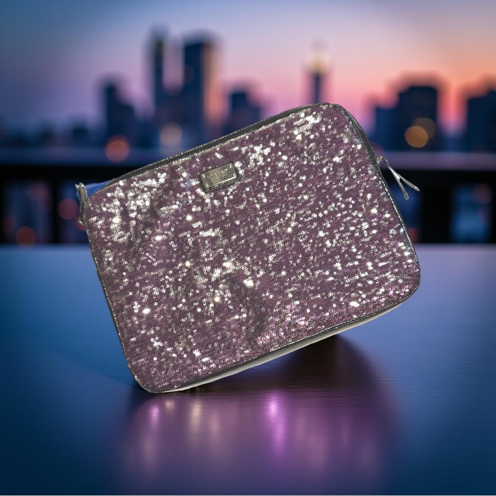 Nine West Laptop Bag Pink and Silver Glitter with Zipper Closure - Picture 2 of 10